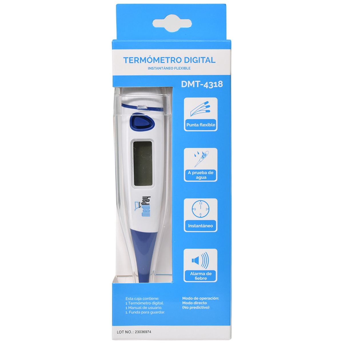MEDIFAY - TERMÓMETRO DIGITAL PUNTA FLEXIBLE PARA  ADULTOS (AZUL)
