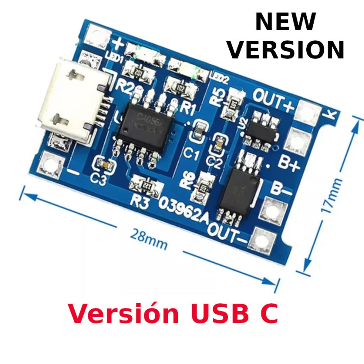 GENERICO - Circuito Placa Tp4056 Cargador Batería Litio 18650 TIPO Usb C