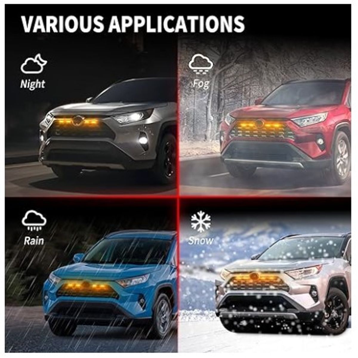 JET - Kit Led De Parrilla  Color Ámbar Con Control 4Pcs