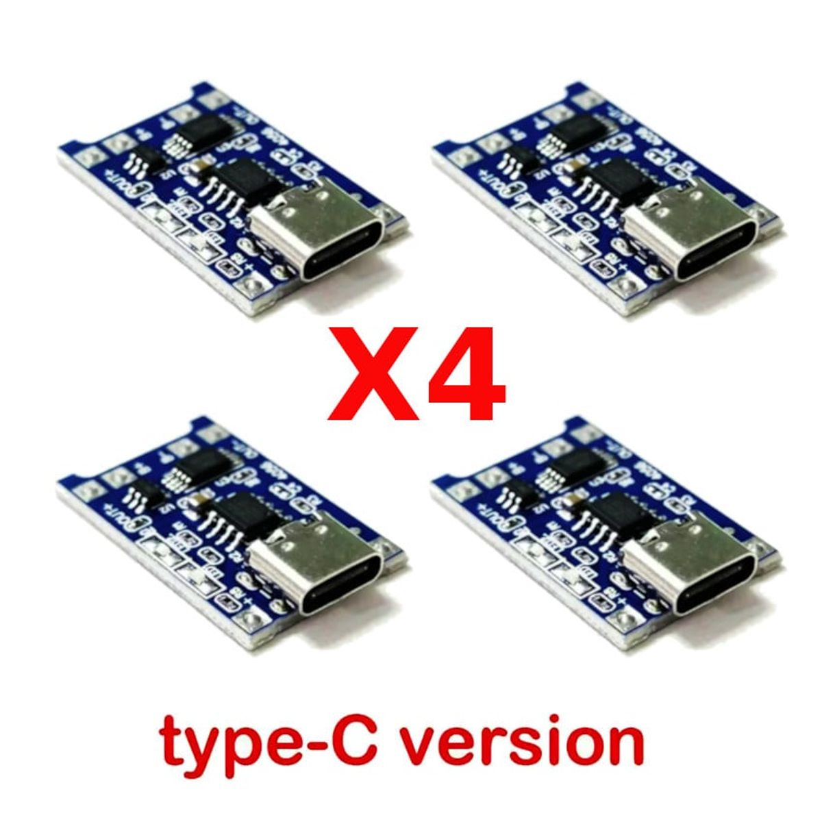 GENERICO - PACK 4 Circuito Placa Tp4056 Cargador Batería Litio 18650 TIPO Usb C