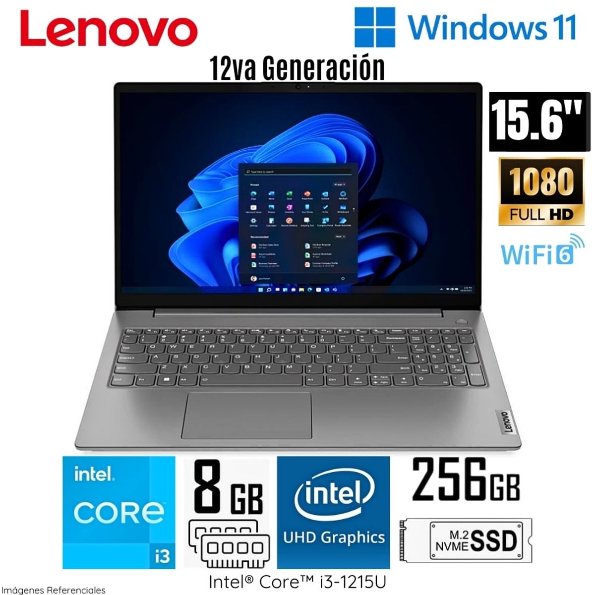 LENOVO - Laptop Lenovo V15 G3 IAP Intel Corei3-1215U 8GB RAM 256GB SSD M2 15.6"   FHD - Silver