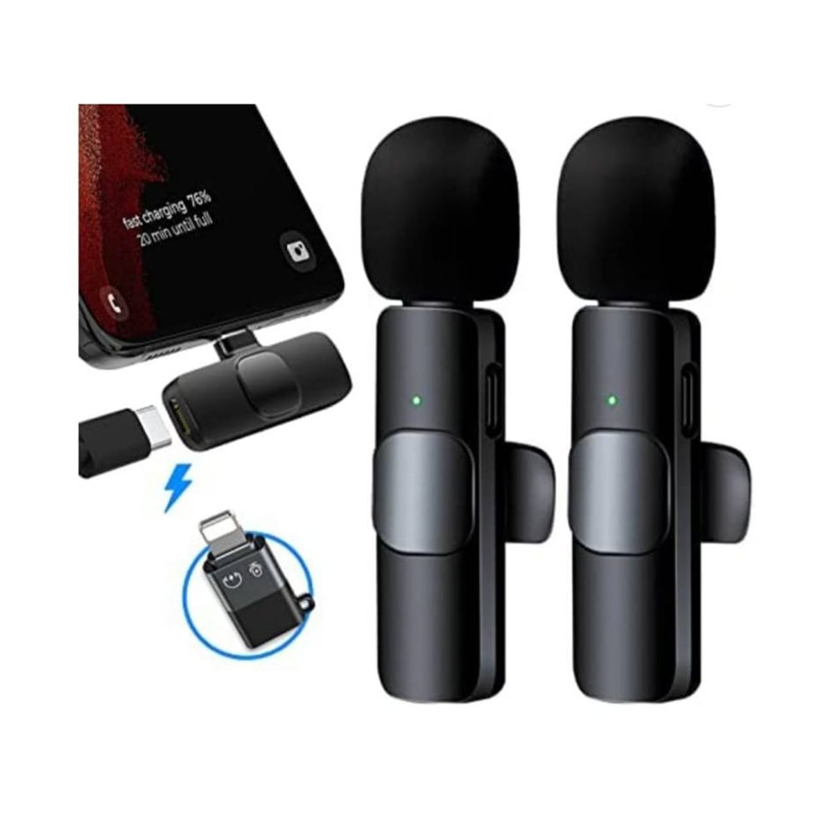 GENERICO - Micrófonos X2 Inalámbricos Doble Tipo C y Adaptador OTG Lightning