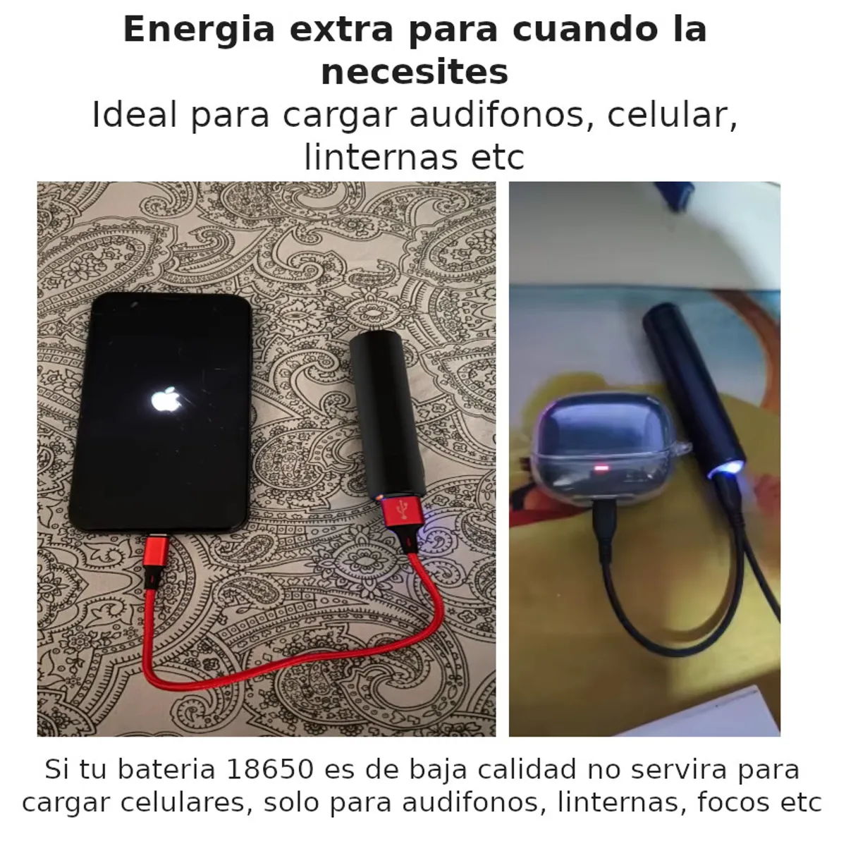 GENERICO - 2 En 1 Cargador + Powerbank Bateria 18650 Li-ion Case Holder