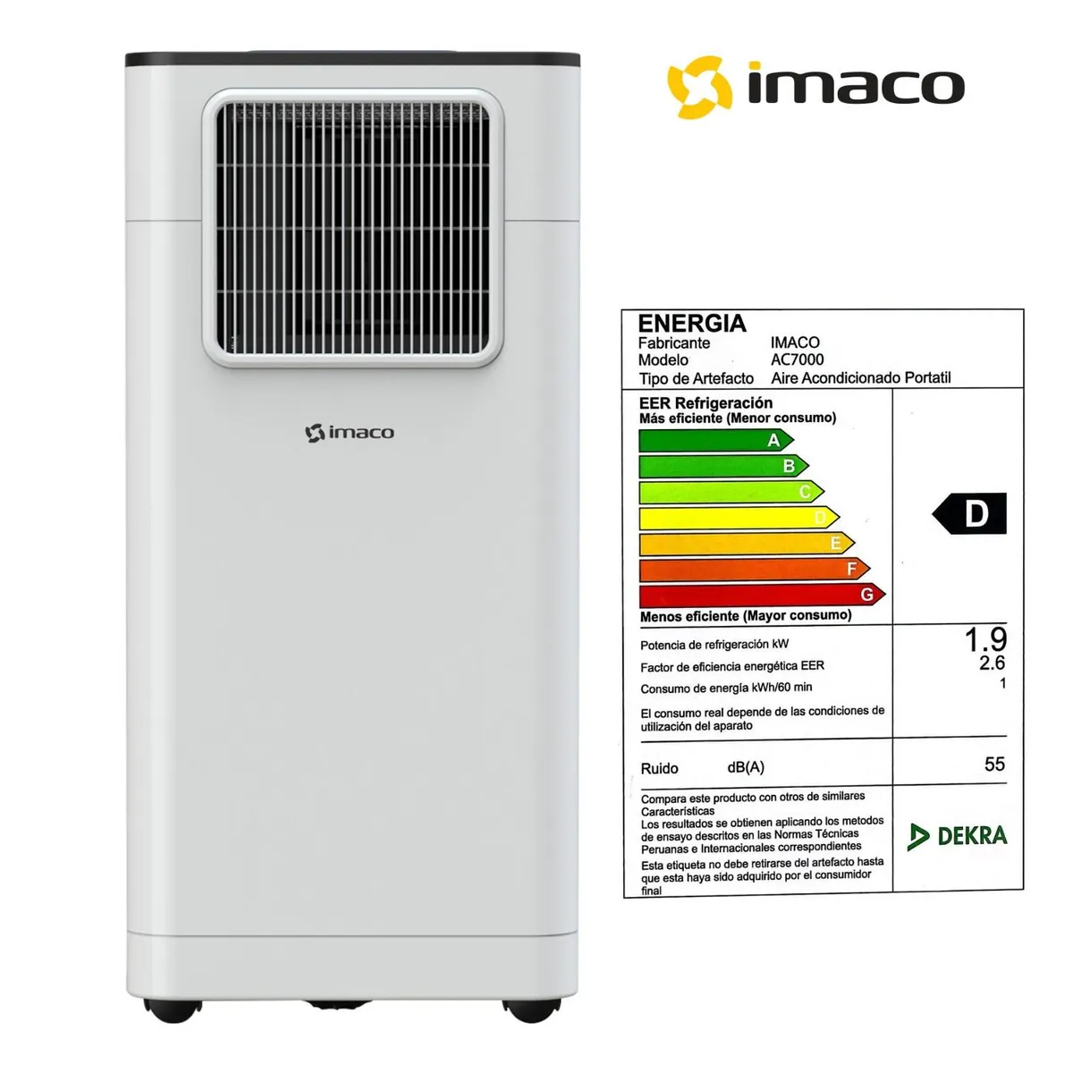 IMACO - Aire Acondicionado Portátil Digital 6500BTU Imaco