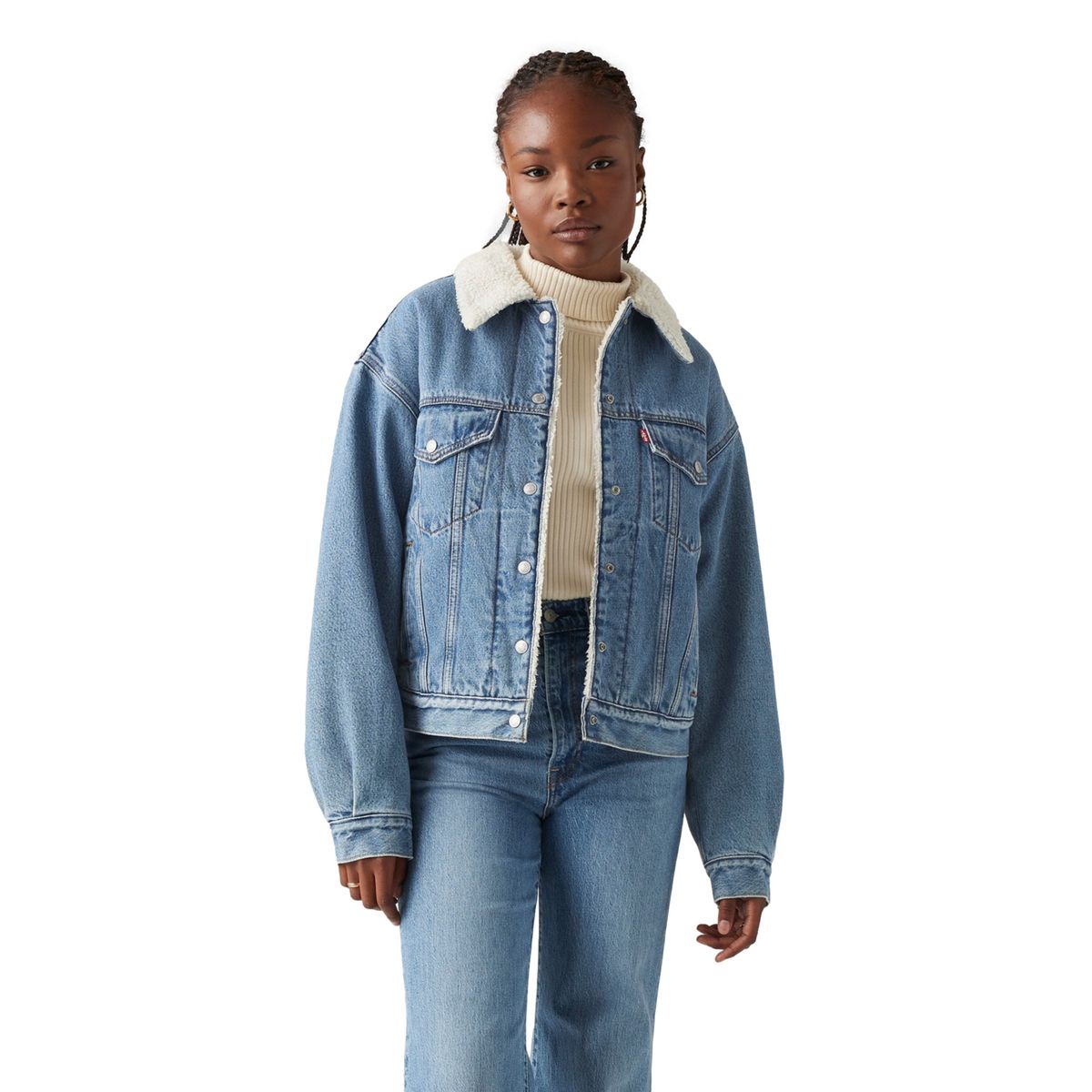 LEVIS - Casaca Mujer 90s Sherpa Trucker Celeste Levis