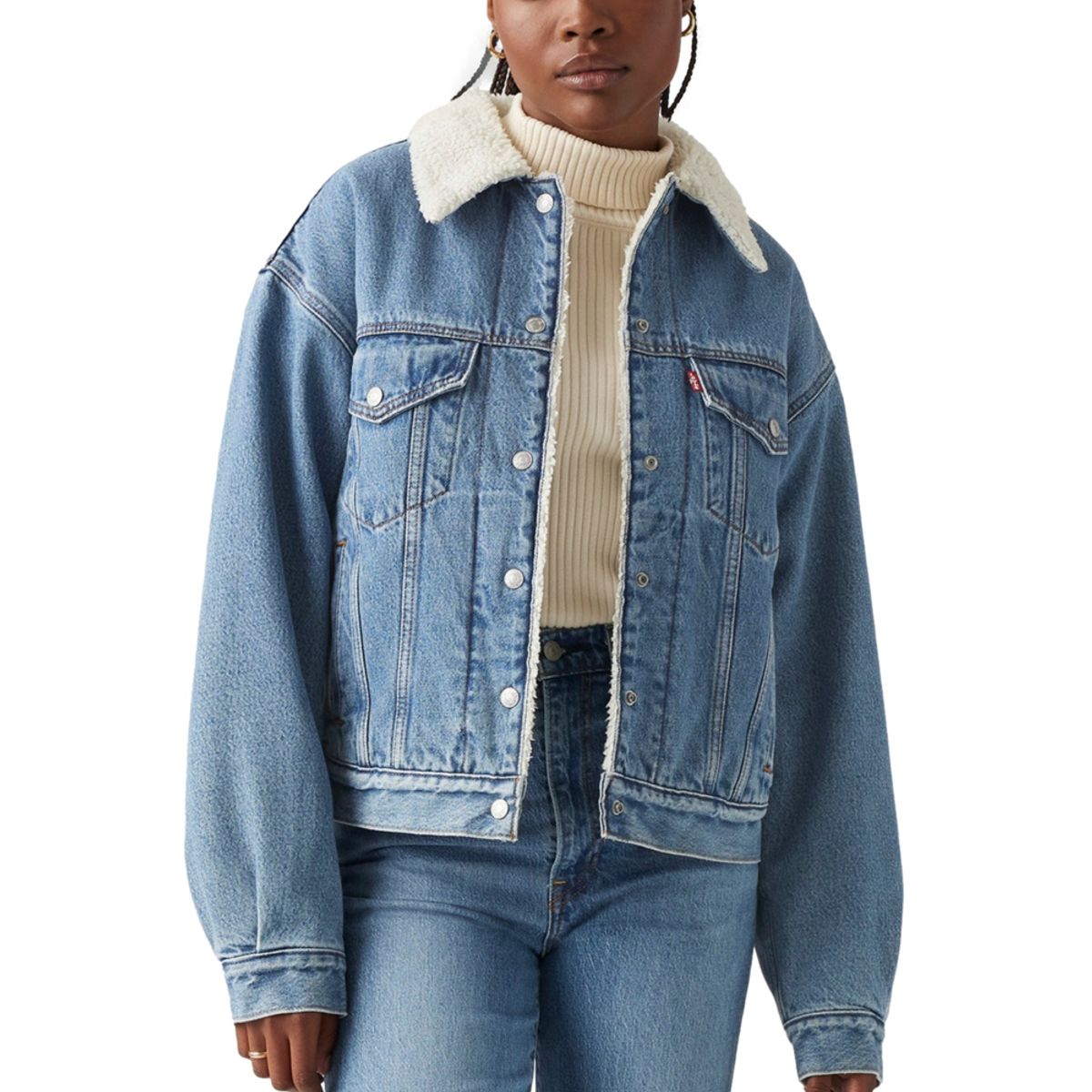 LEVIS - Casaca Mujer 90s Sherpa Trucker Celeste Levis