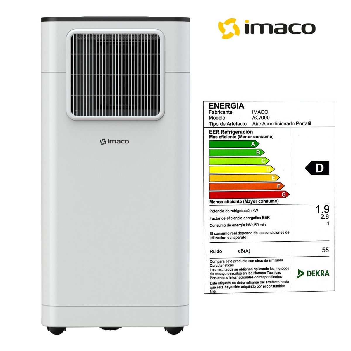IMACO - Aire Acondicionado Portátil Imaco Digital 6500BTU