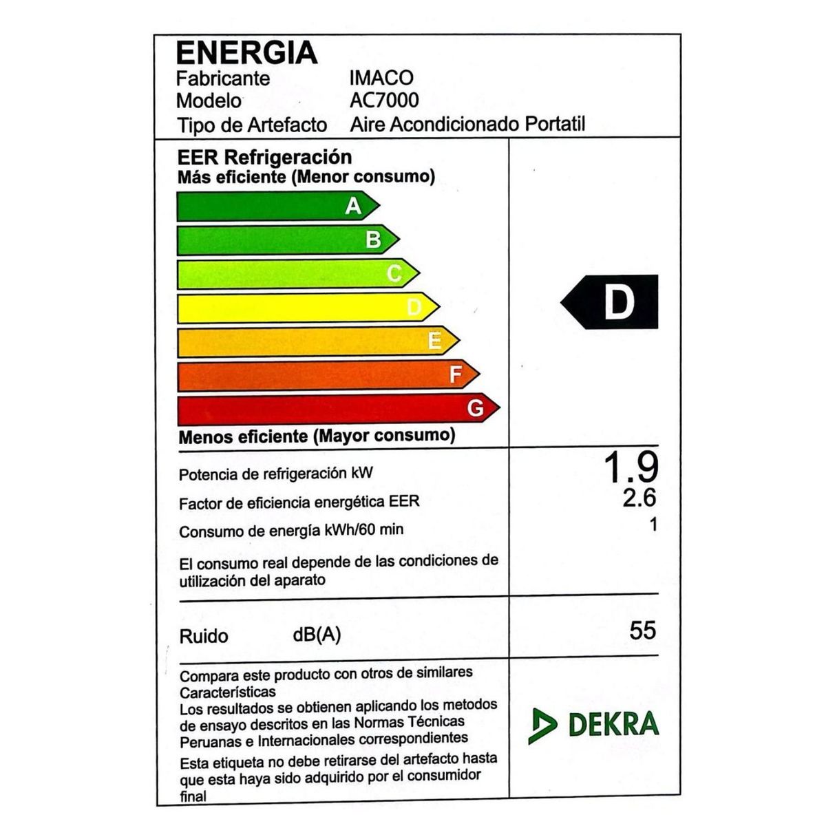 IMACO - Aire Acondicionado Portátil Imaco Digital 6500BTU