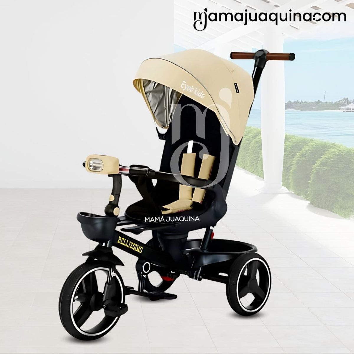 KIDS - Triciclo Guiador Plegable «BELLISSIMO» Beige