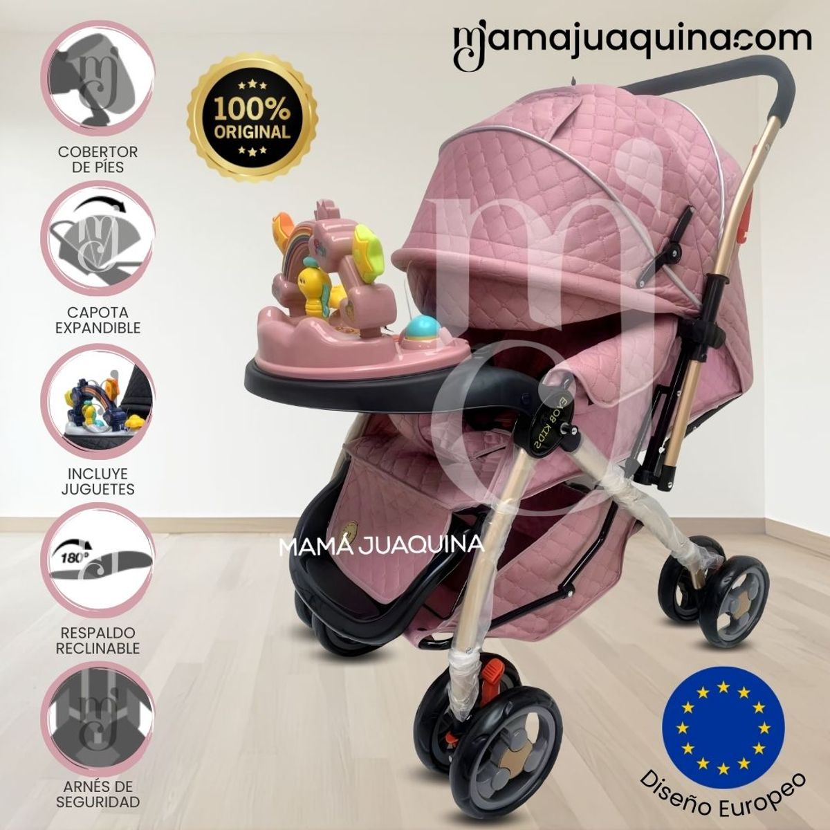 CONFORT - Coche Cuna Musical de Lujo «SUMMER DAY» Pink