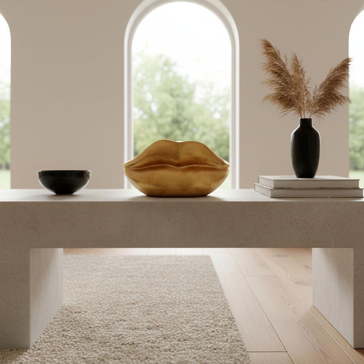 MAP DESIGN HOME - Adorno Labio Decorativo Dorado 24x14x11 cm