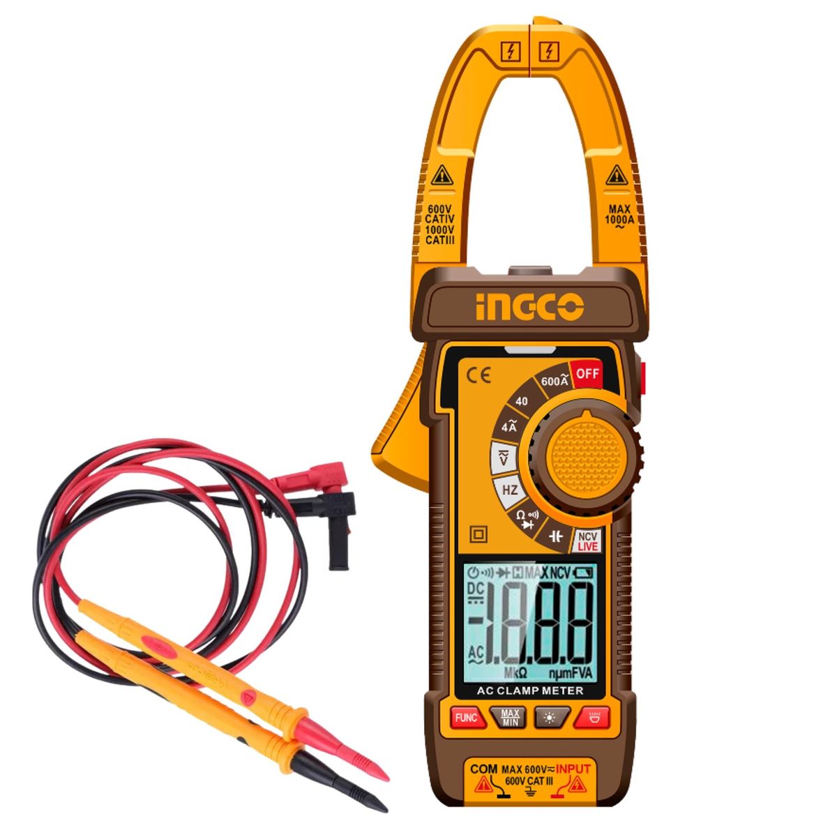 INGCO TOOLS - MULTIMETRO PINZA AMPERIMETRICA 600A DCM66001 ingco