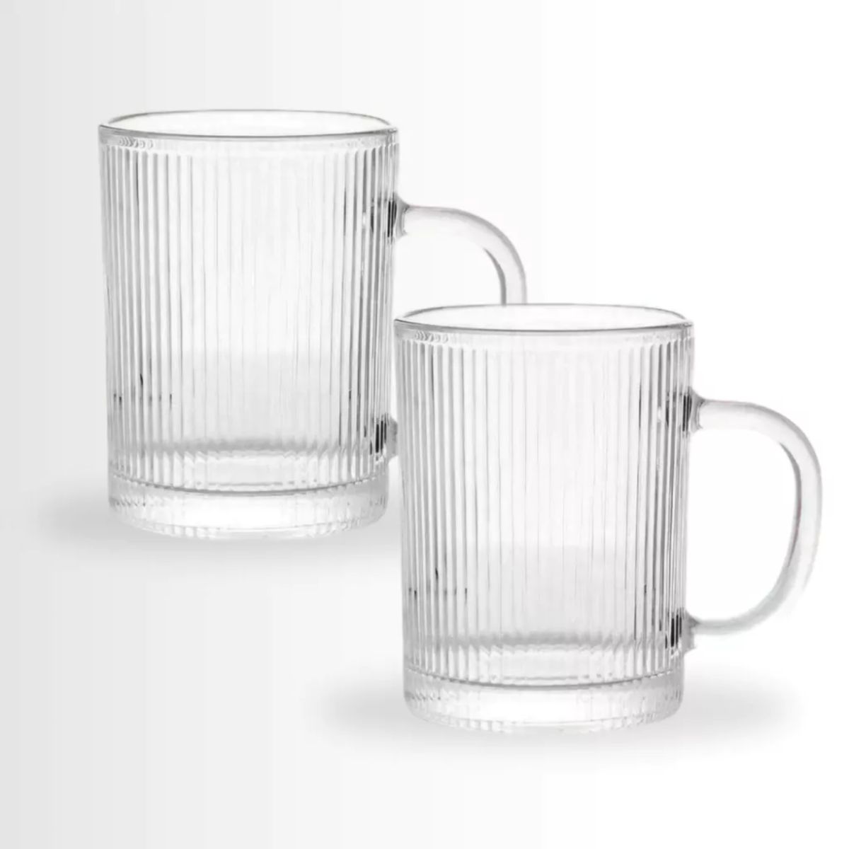 INSPIRA - Set de 6 Tazas Acanaladas de Vidrio 310 ml