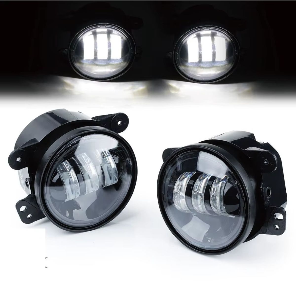 GENERICO - FAROS NEBLINERO SET 9.8CM DIAMETRO 4 OREJAS BLANCO