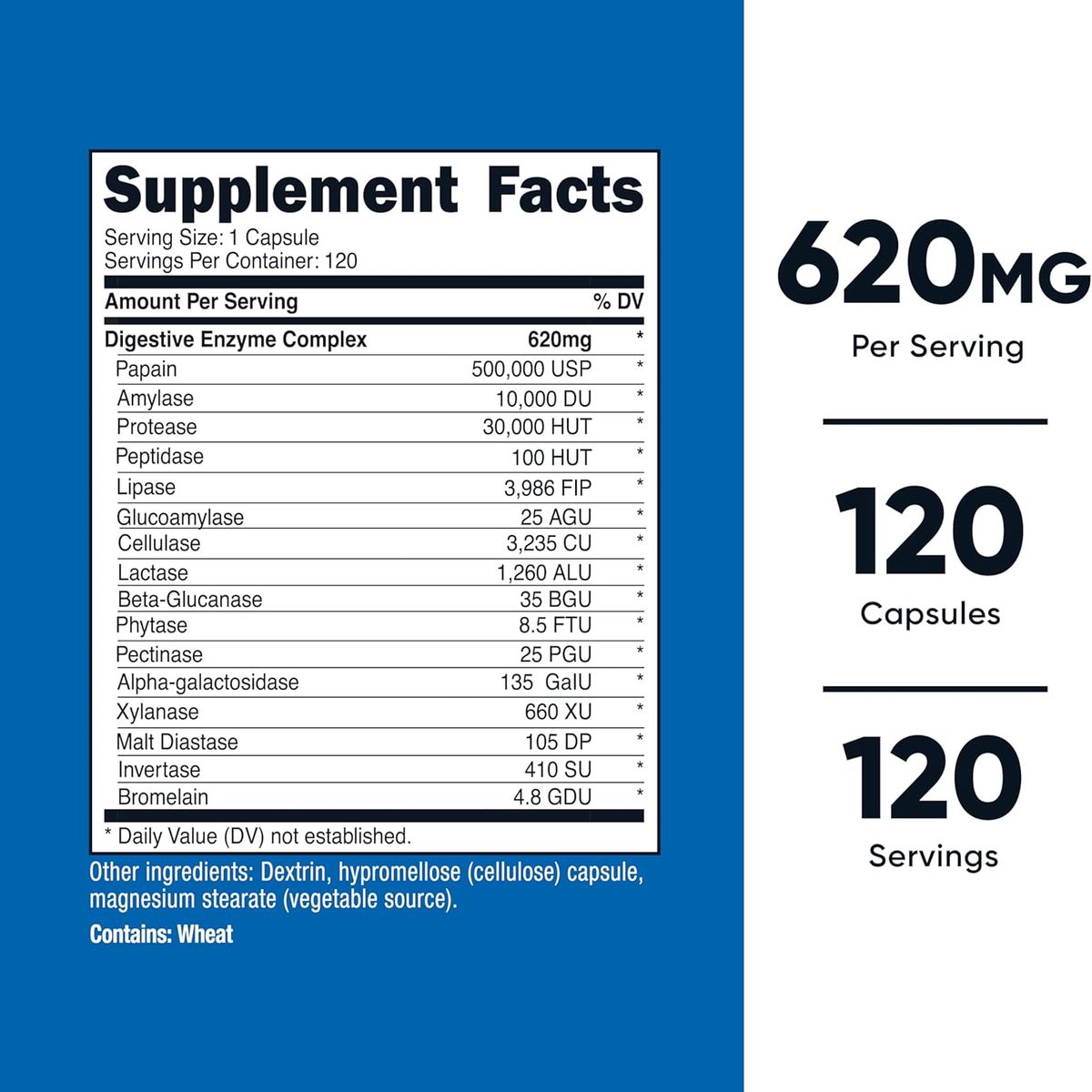 Nutricost - Enzimas Digestivas Nutricost 120 Cápsulas Naturales