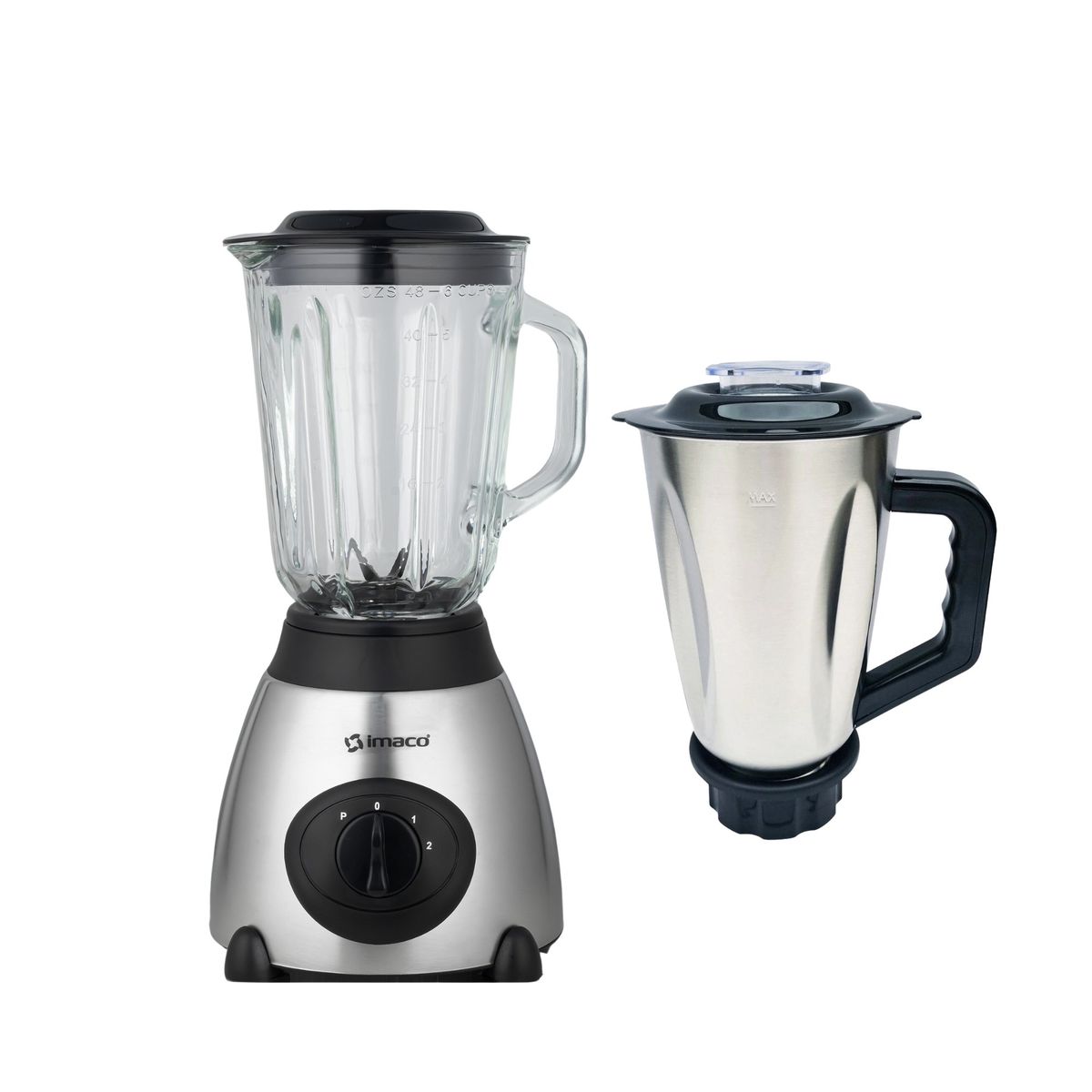 IMACO - Combo licuadora 1.5Lts 2vel acero inox+ Vaso acero coctelero Imaco