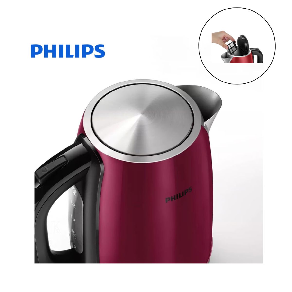 PHILIPS - HERVIDOR HELECTRICO PHILIPS DE 1.7 Lts ACERO INOXIDABLE - BORGOÑA