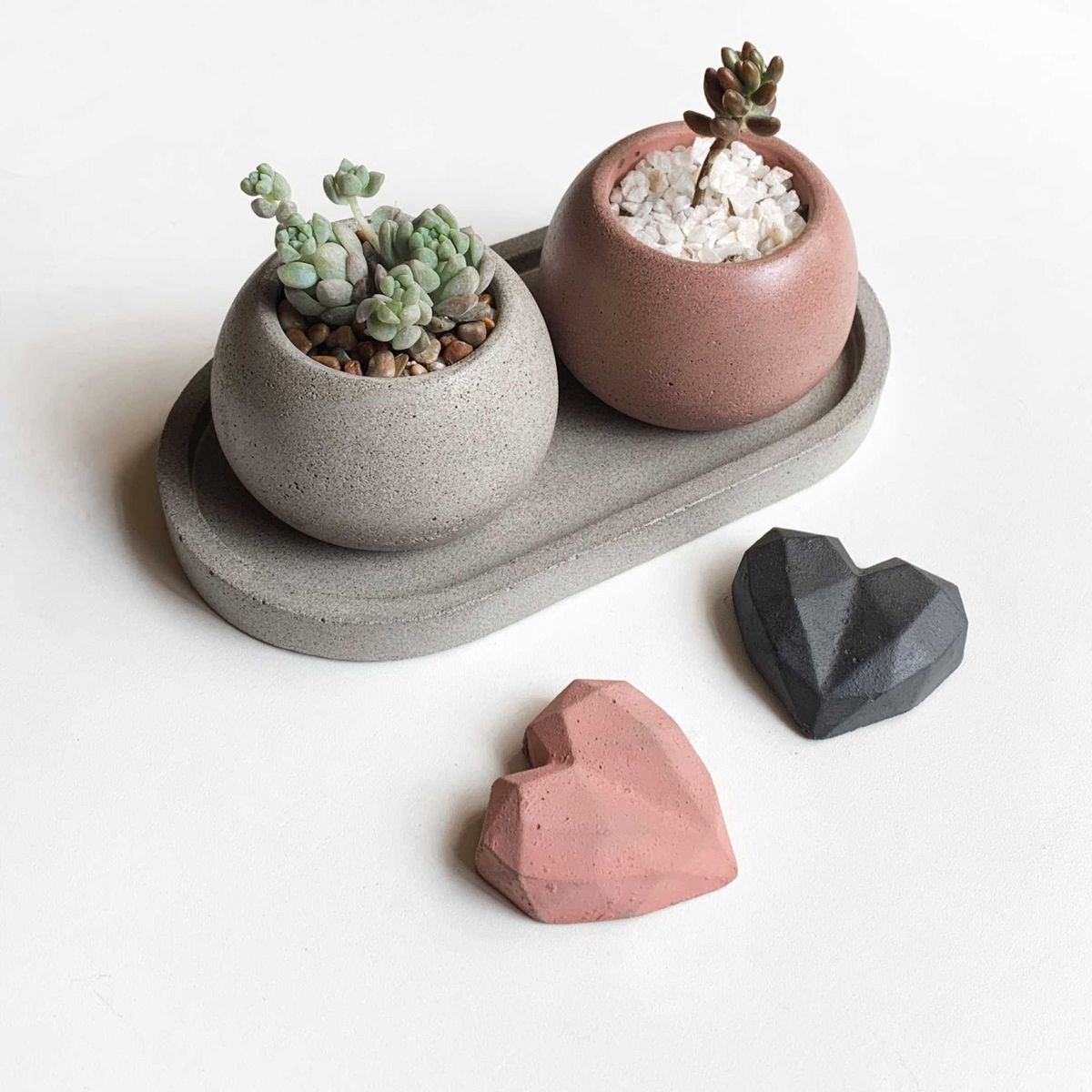 GENERICO - Box Regalo Macetas Bandeja Concreto Escultura
