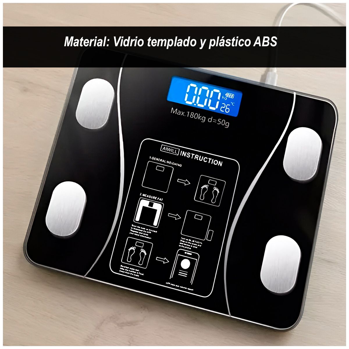 GENERICO - Balanza Recargable Digital Bluetooth