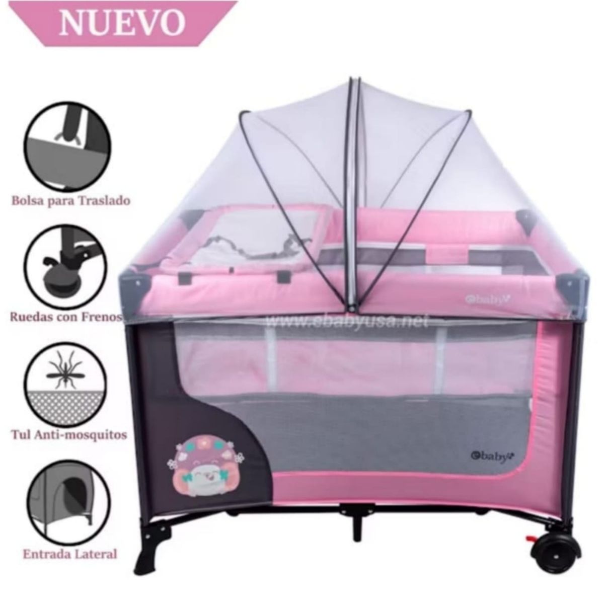 EBABY - Cuna Corral Ebaby con Cambiador Happy Dream