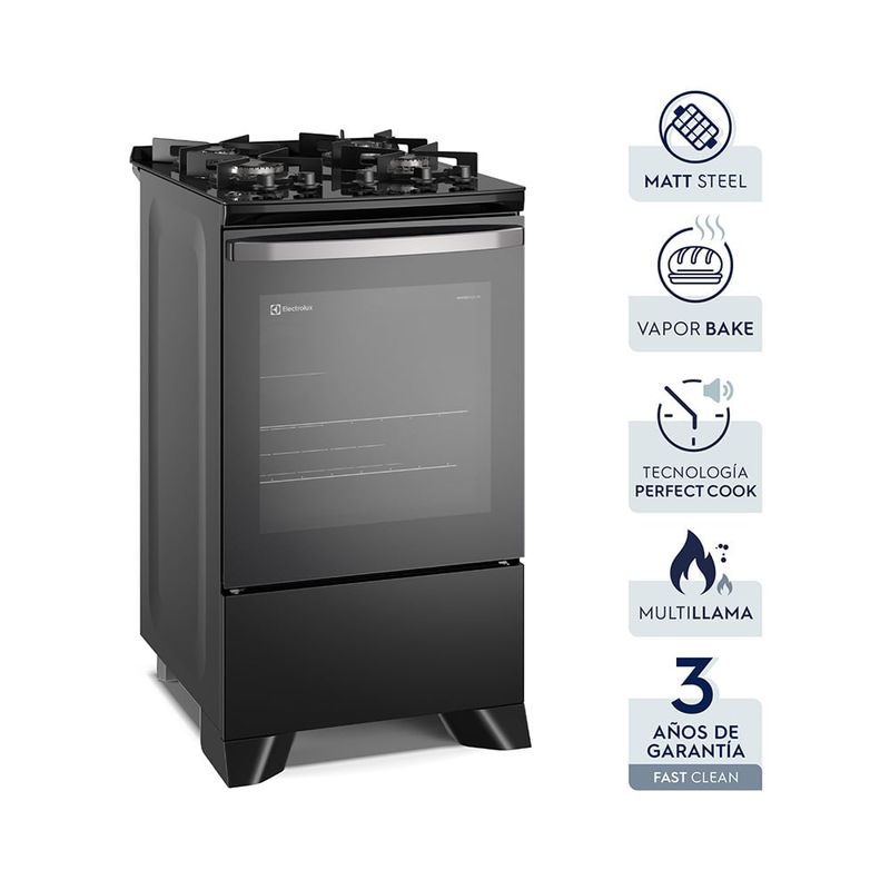 ELECTROLUX - Cocina 4 Quemadores Negro con Mesa de Vidrio Electrolux (FE4GP)