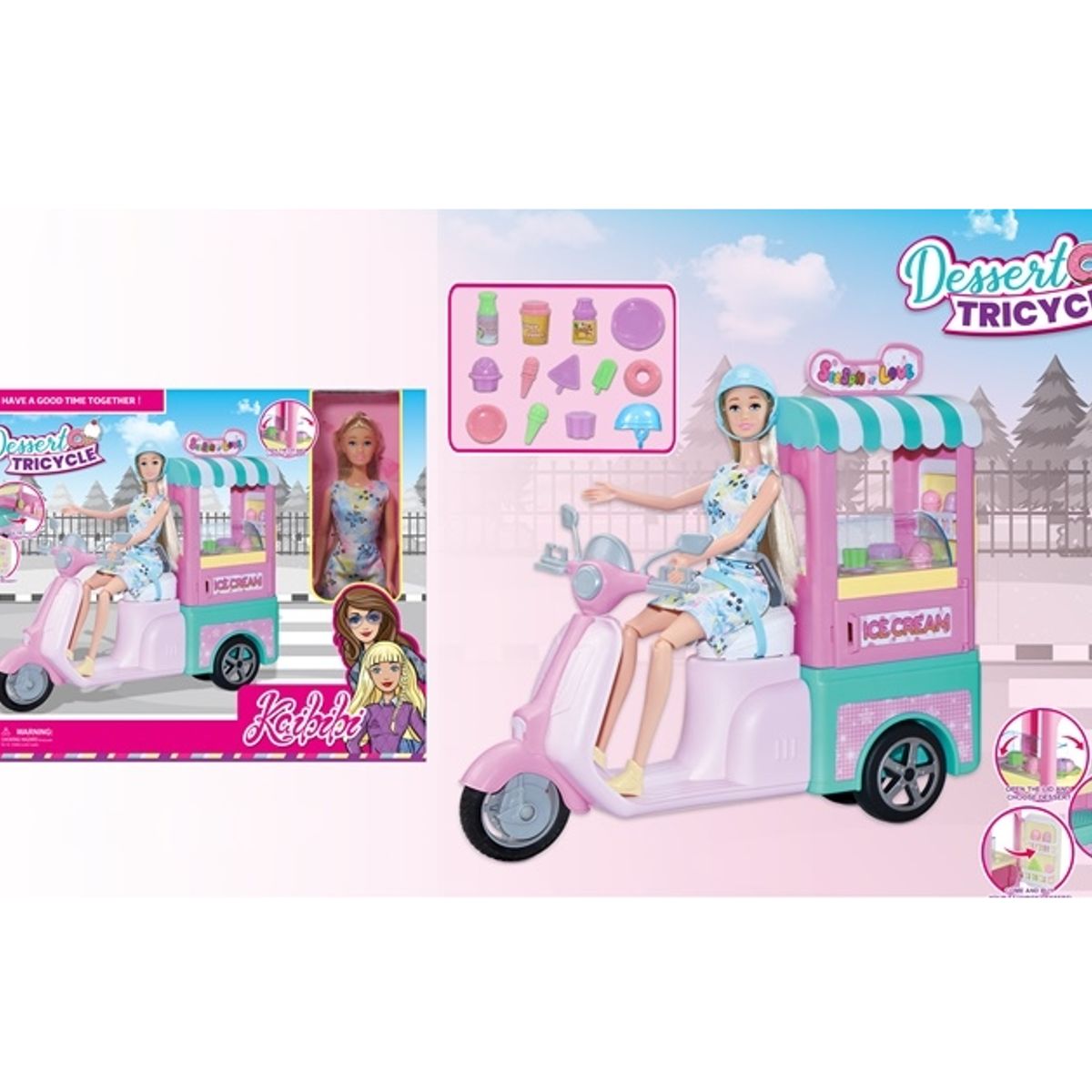 GENERICO - Play Set Carrito de Helados con Muñeca Fashion