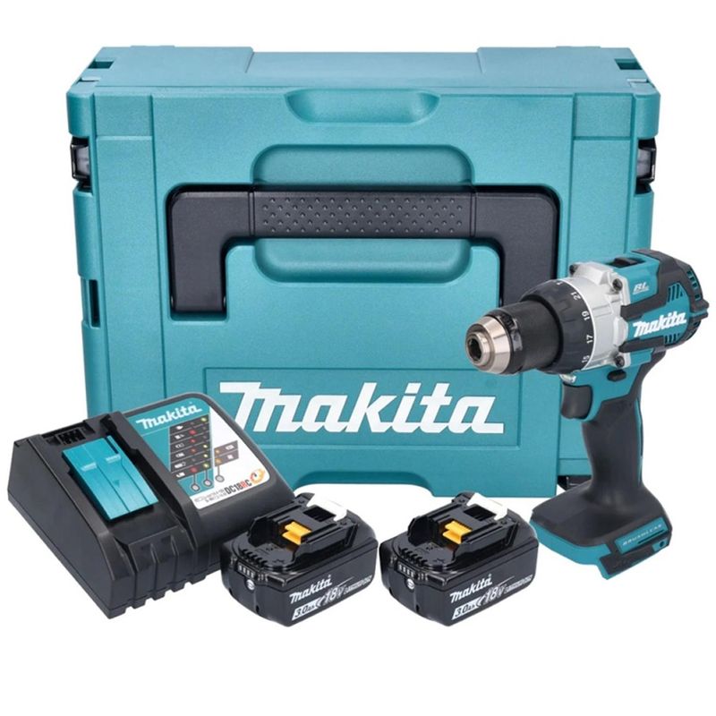 MAKITA - Taladro Percutor 1/2" 18V LXT BL 2 Bat y Carg Makita DHP489RFJ