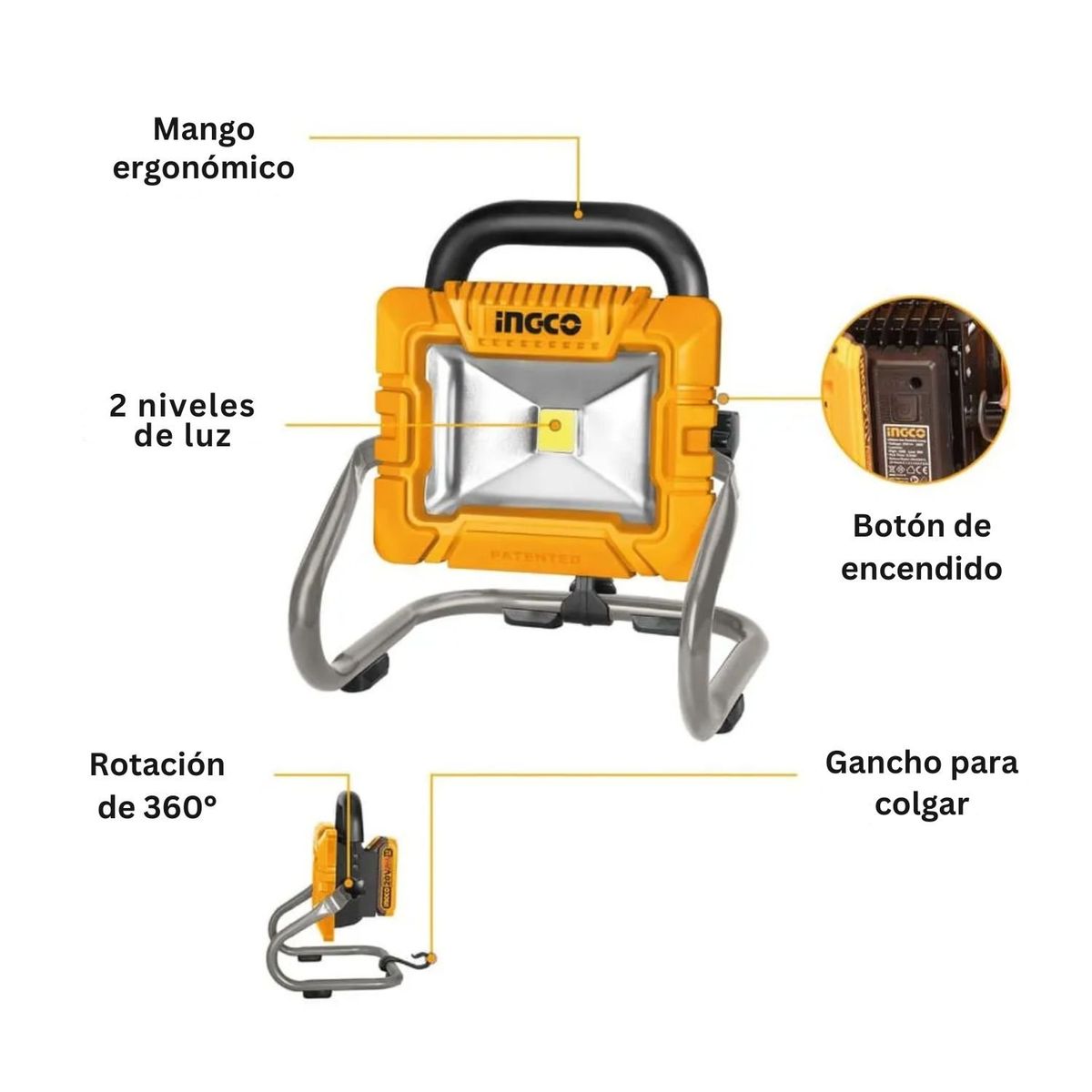 INGCO TOOLS - Reflector LED de trabajo 20v Ingco