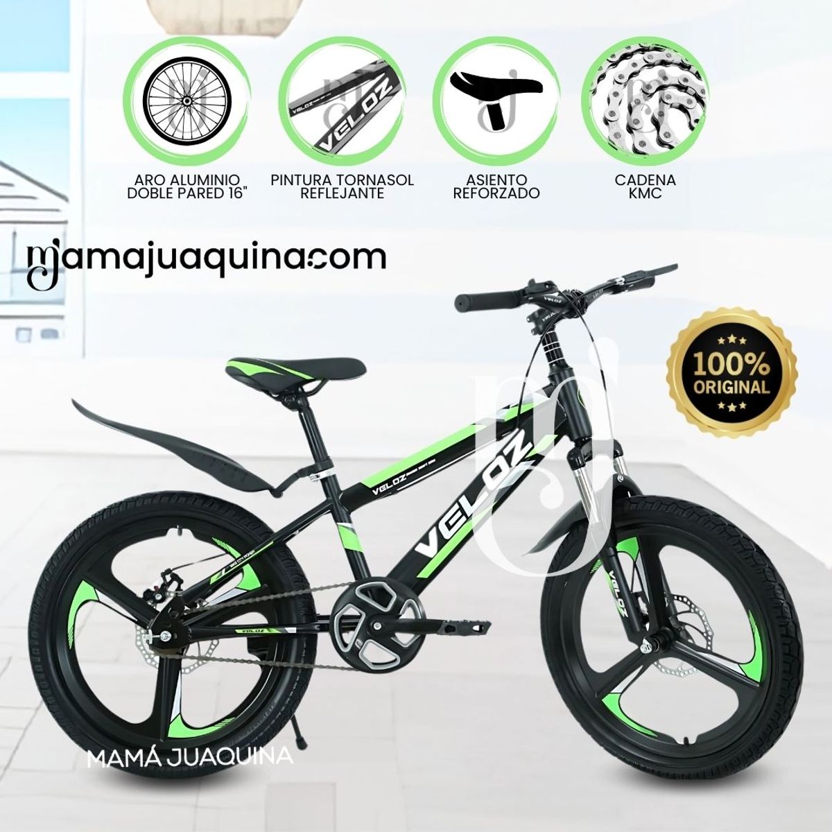 VELOX - Bicicleta Para Niño Aro 16 «PALMEIRA  ASPA» Green