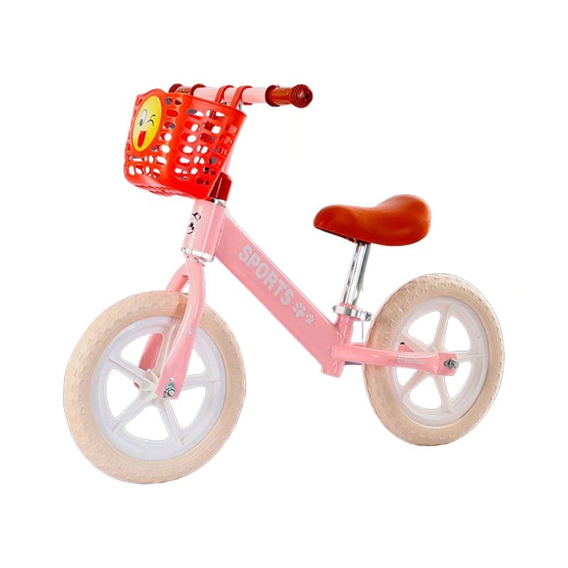 GENERICO - Bicicleta de Equilibrio con Canastilla sin Pedales - Rosado