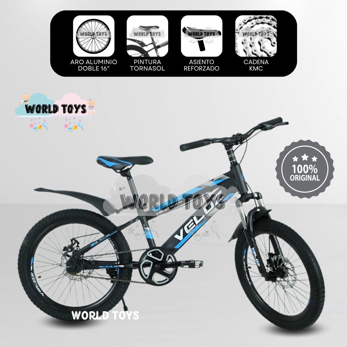 VELOX - Bicicleta Para Niño Aro 16 «PALMEIRA SMOL» Blue Light