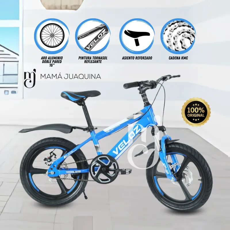VELOX - Bicicleta Para Niño Aro 16 «PALMEIRA ASPA II»  Blue