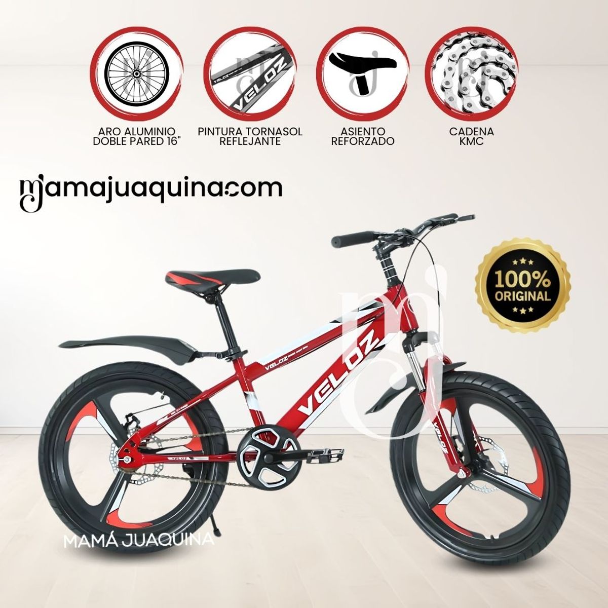 VELOX - Bicicleta Para Niño Aro 16 «PALMEIRA ASPA II» Red
