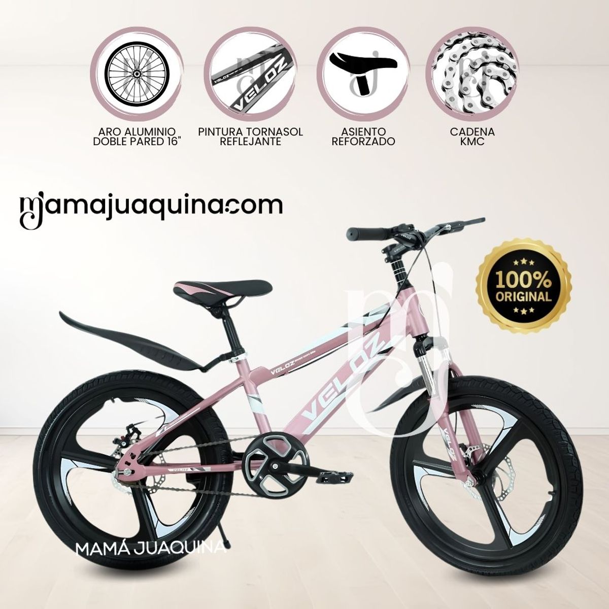 VELOX - Bicicleta Para Niño Aro 16 «PALMEIRA ASPA II» Pink