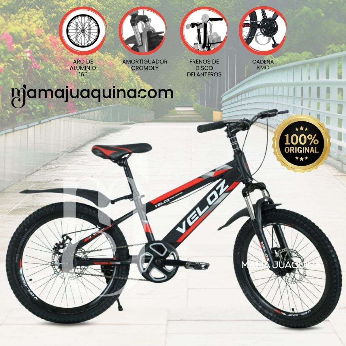 VELOX - Bicicleta Para Niño Aro 16 «PALMEIRA SMOL» Red Dark