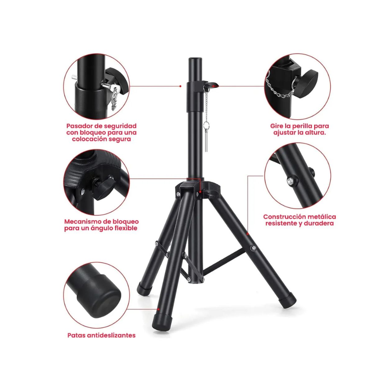 GENERICO - Soporte para Parlante SPS-502M Altura Ajustable con Traba de Seguridad