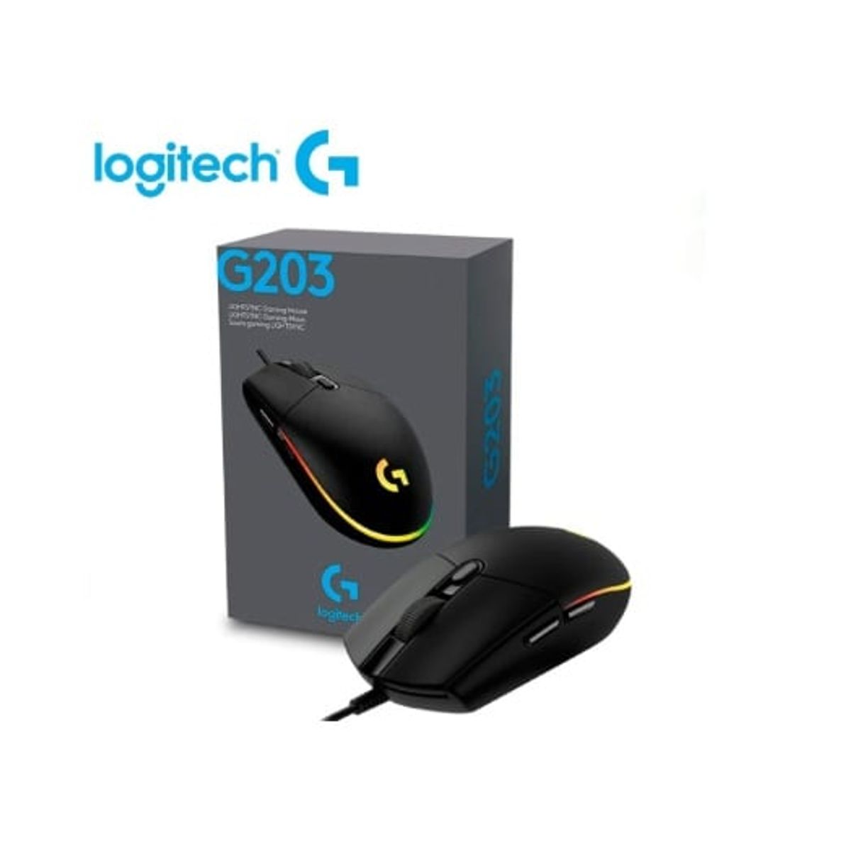LOGITECH - Mouse Gamer Logitech G203 LIGHTSYNC RGB Negro
