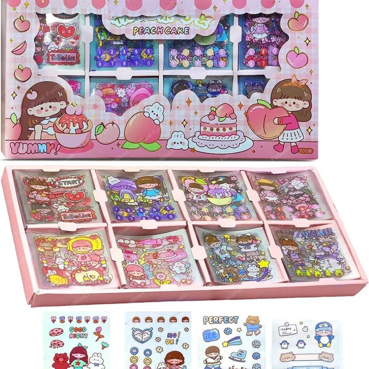 GENERICO - STIKER KAWAI 200 PLANCHITAS PEACH COKE - ROSADO