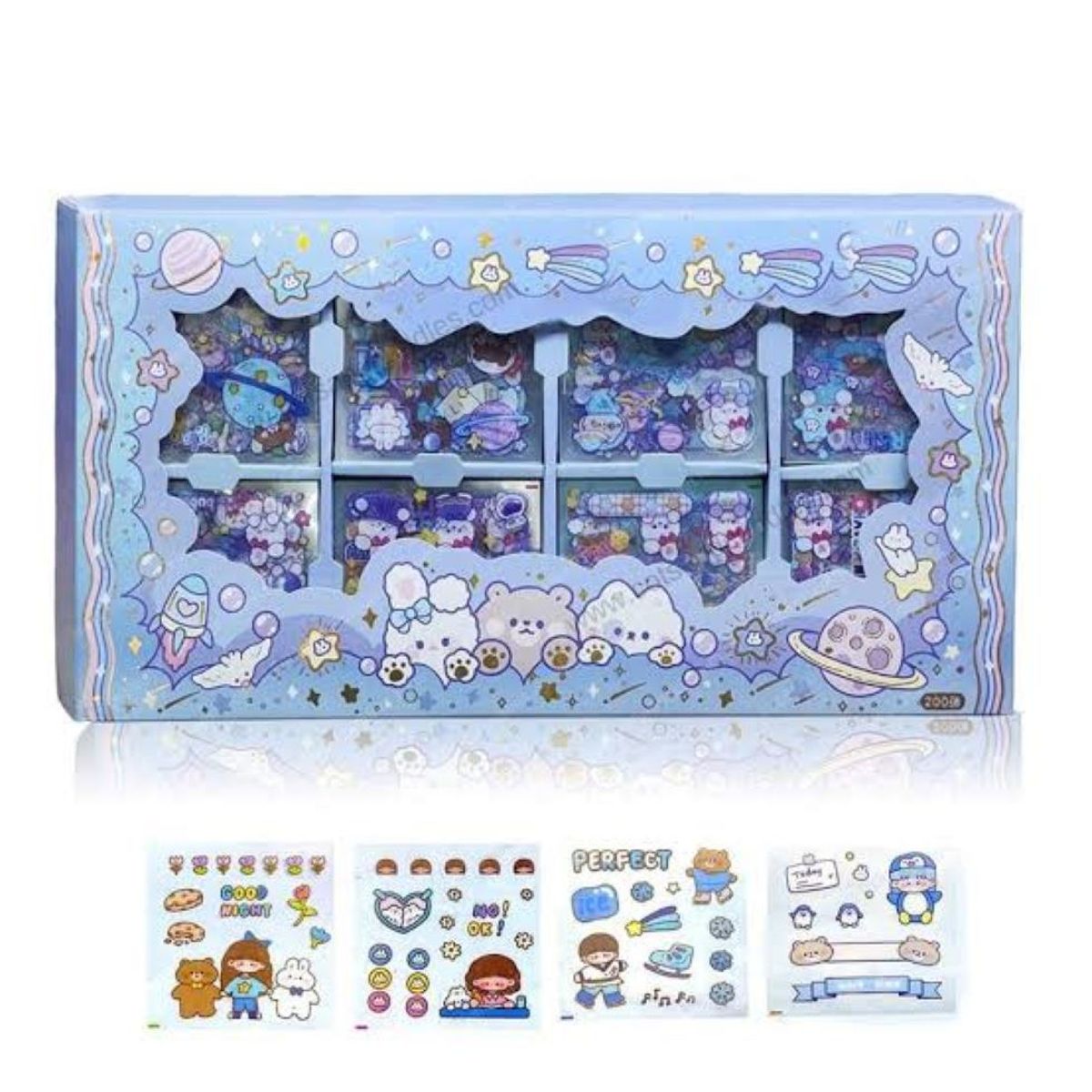 GENERICO - STIKER KAWAI 200 PLANCHITAS - CELESTE