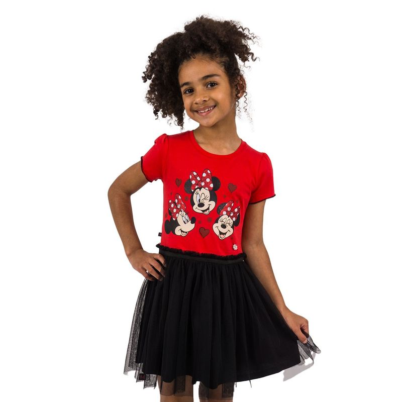 DISNEY - VESTIDO MODA MC NIÑA MINNIE MOUSE ROJO