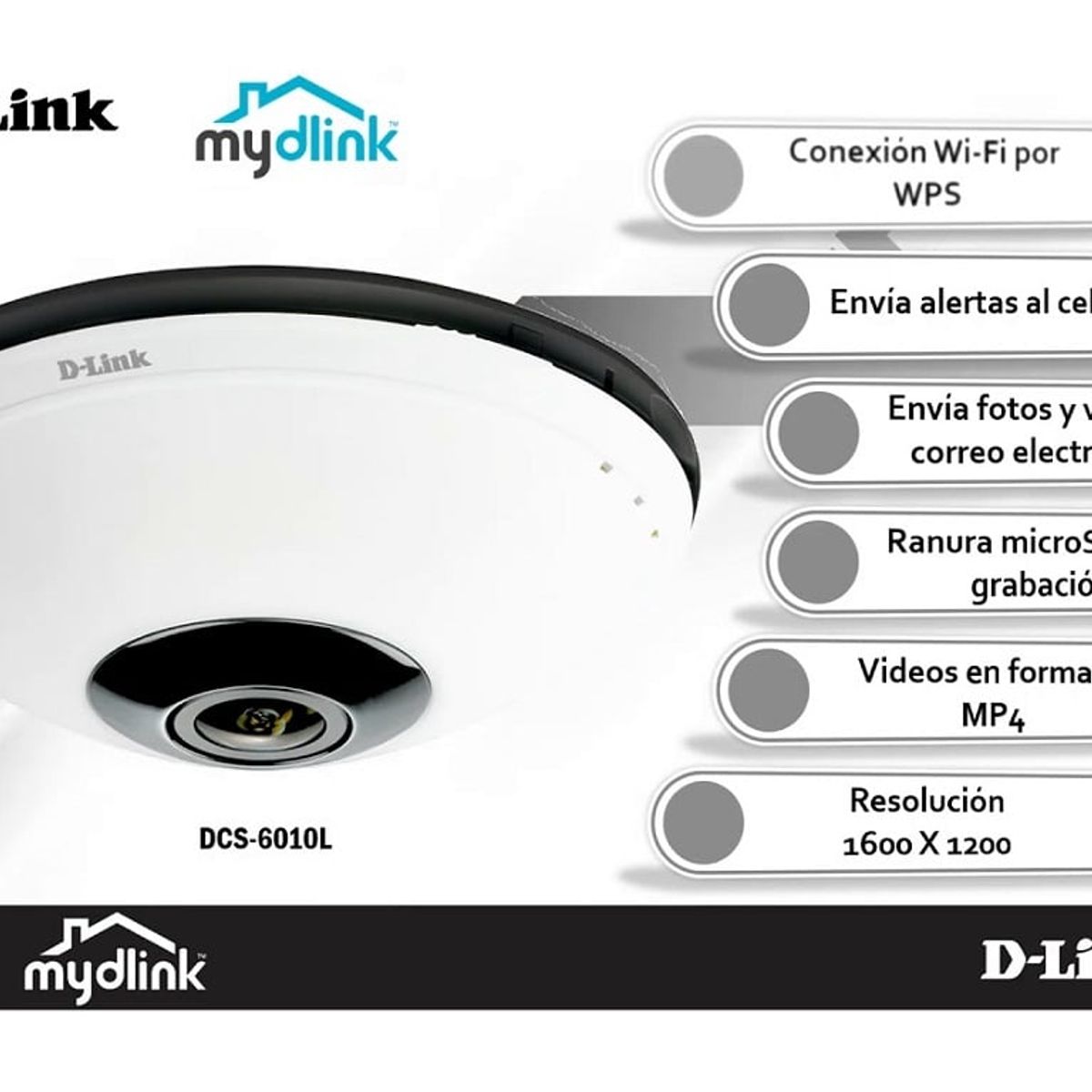 DLINK - Cámara Panoramica D-link Dcs-6010l 360° 10x 2m Wifi 32gb