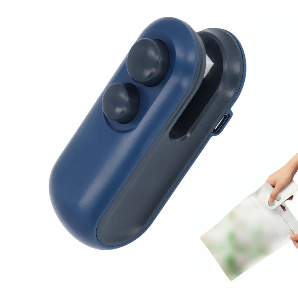 GENERICO - Sellador cortador de bolsas 2 en 1 magnético Recargable - Azul