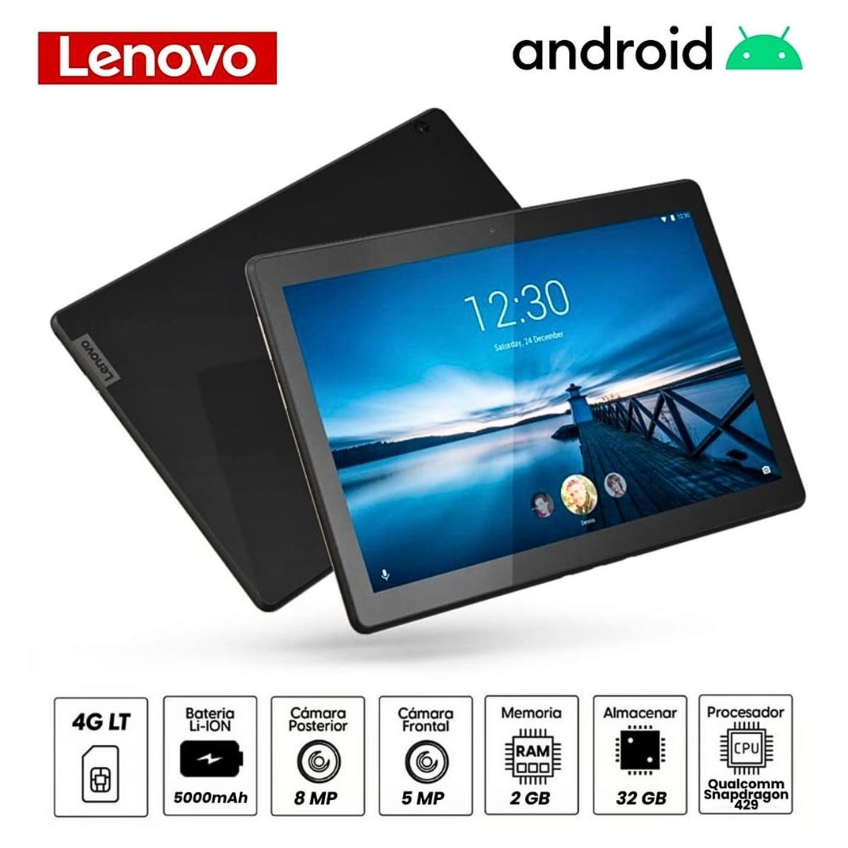 LENOVO - Tablet Lenovo Tab M10 TB-X505L 10.1" IPS Qualcomm Snapdragon 429 2GB RAM 32GB SSD Android 9