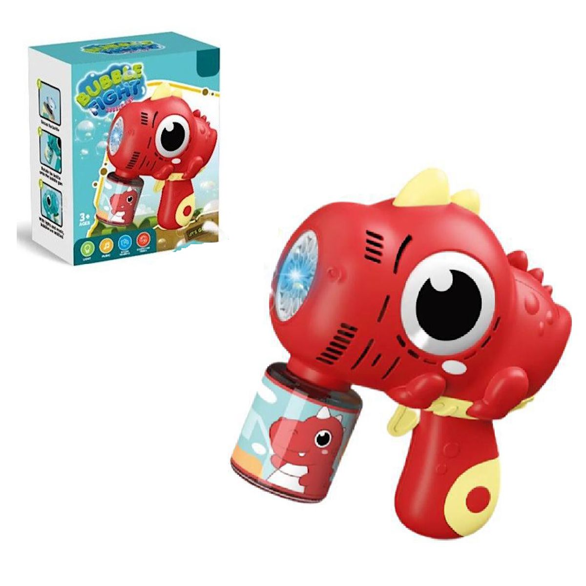 GENERICO - Nueva Pistola De Burbujas Recargable Dinosaurio -Rojo