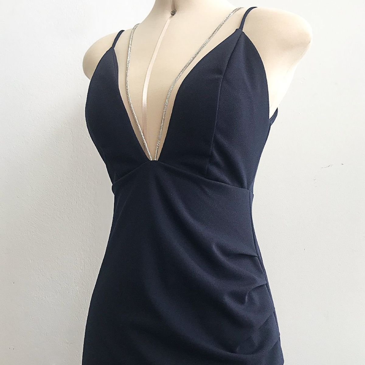 GENERICO - Vestido Largo Escote Profundo Monaco Color Azul Noche Estacion 108