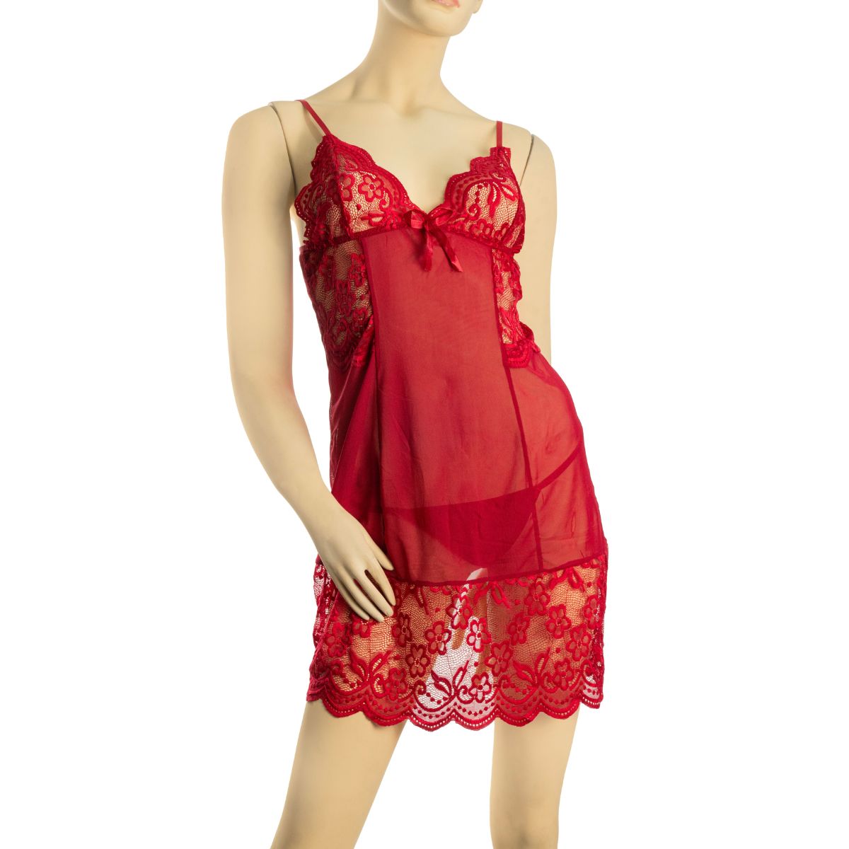 GENERICO - Babydoll Erotico Sexy con Diseño - Color Vino  Talla S