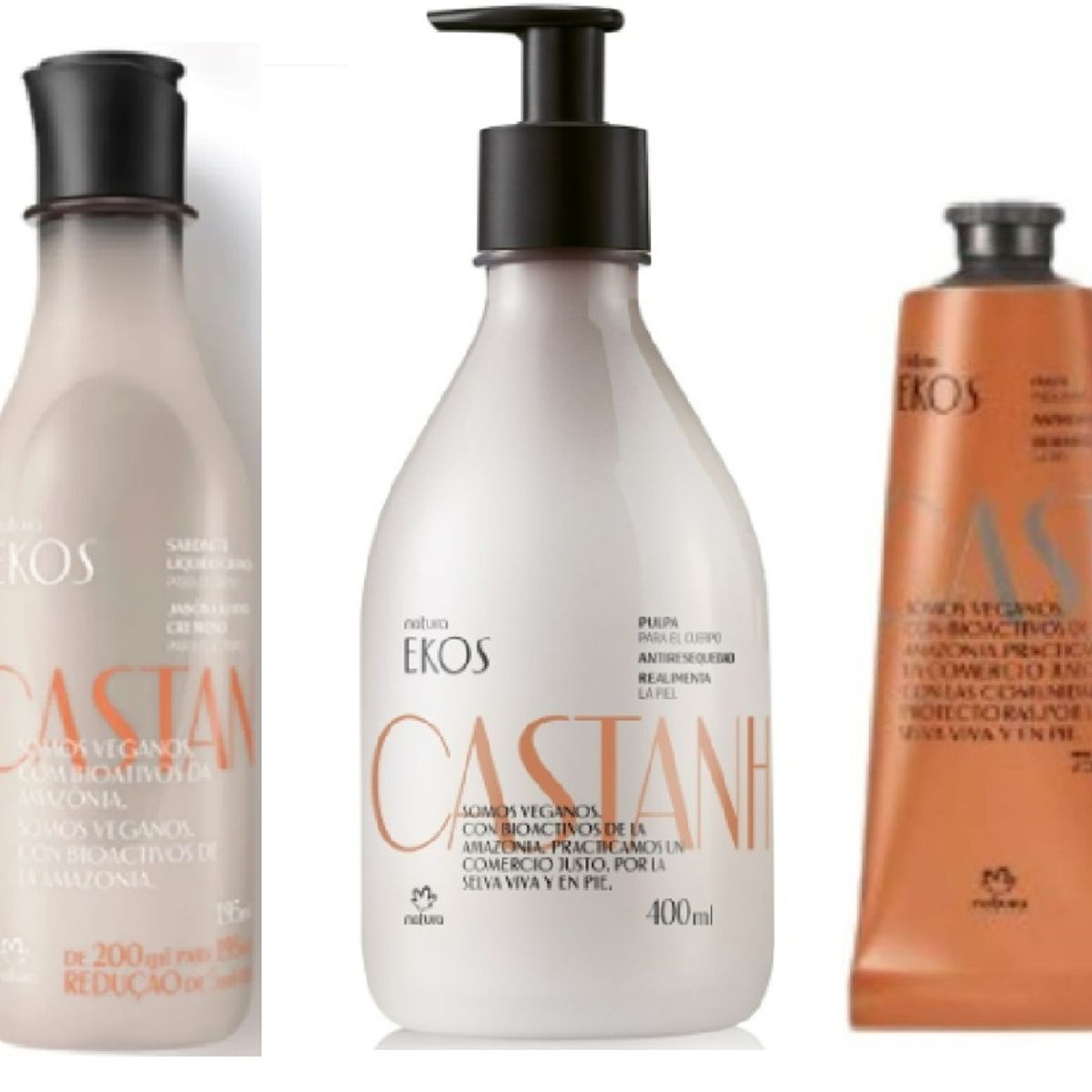 NATURA - Ekos castaña jabon liq y Hidratante 400ml y crema de manos