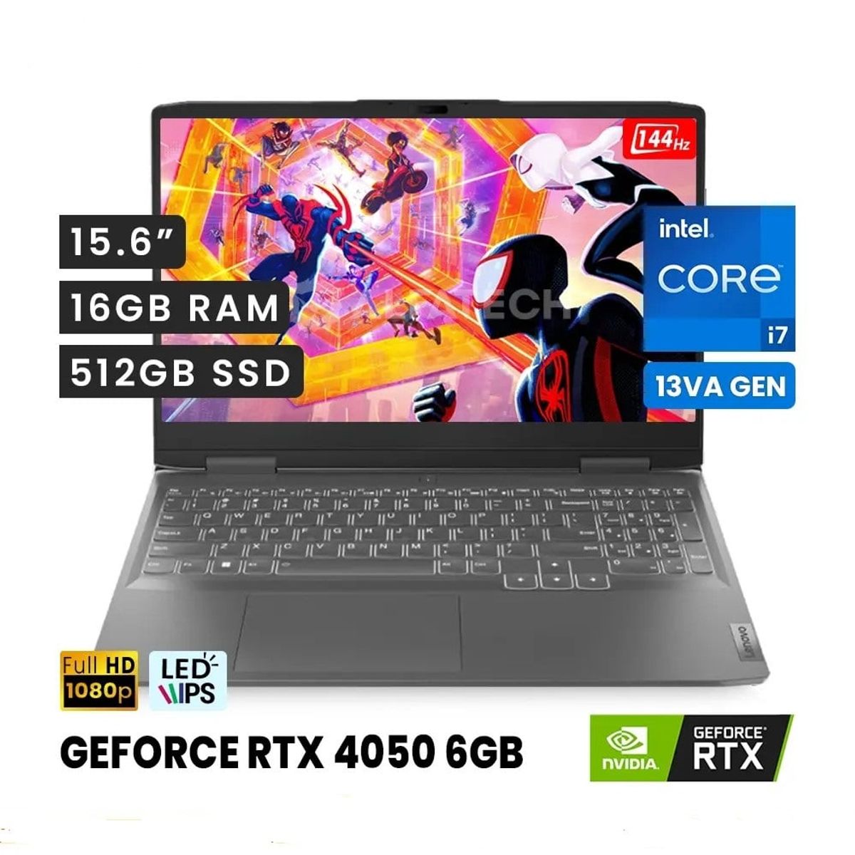 LENOVO - Laptop Lenovo LOQ Intel Core I7 13620H 16gb DDR5 512gb 6G RTX4050 156Fhd 144HZ Gris