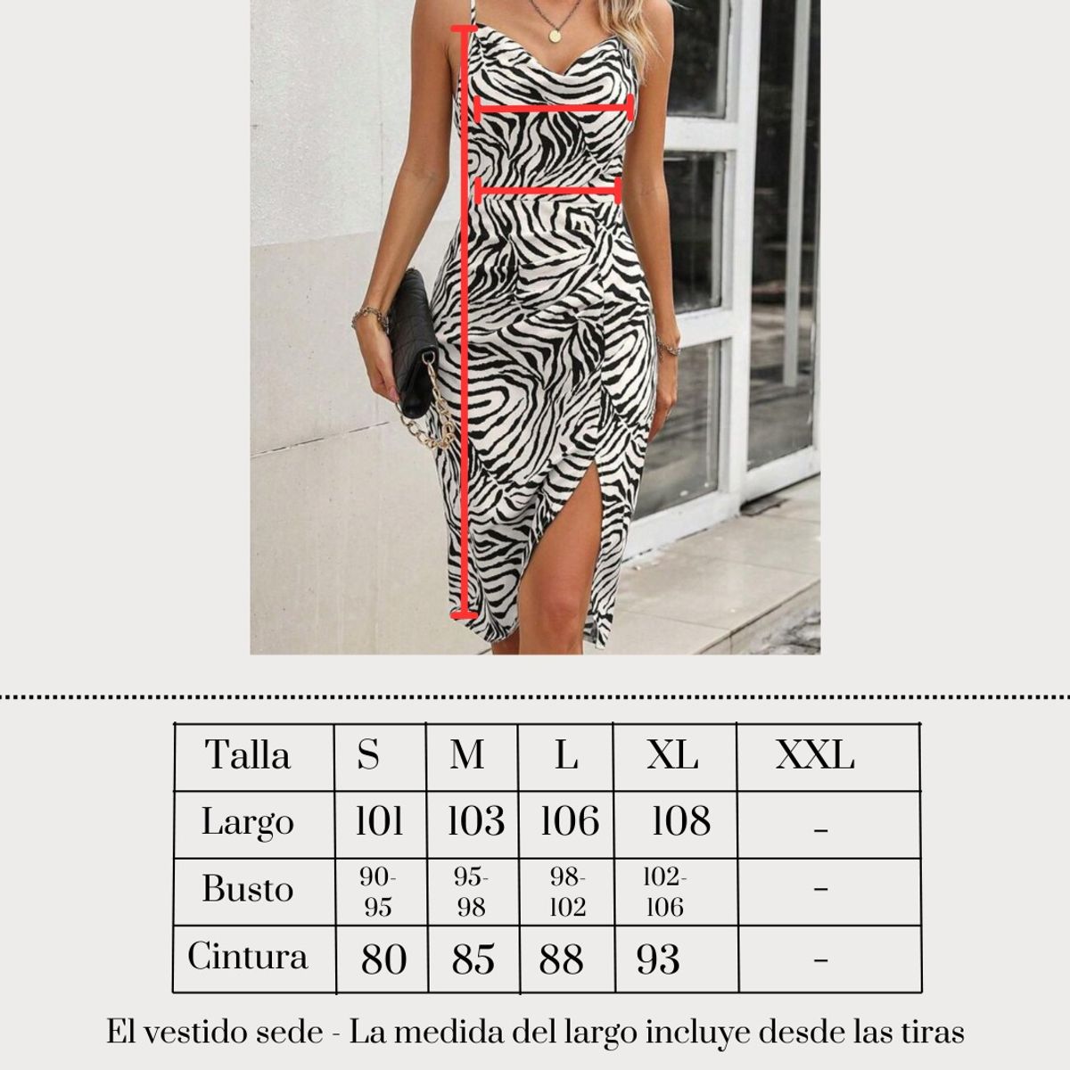 GENERICO - Vestido cebra crema largo