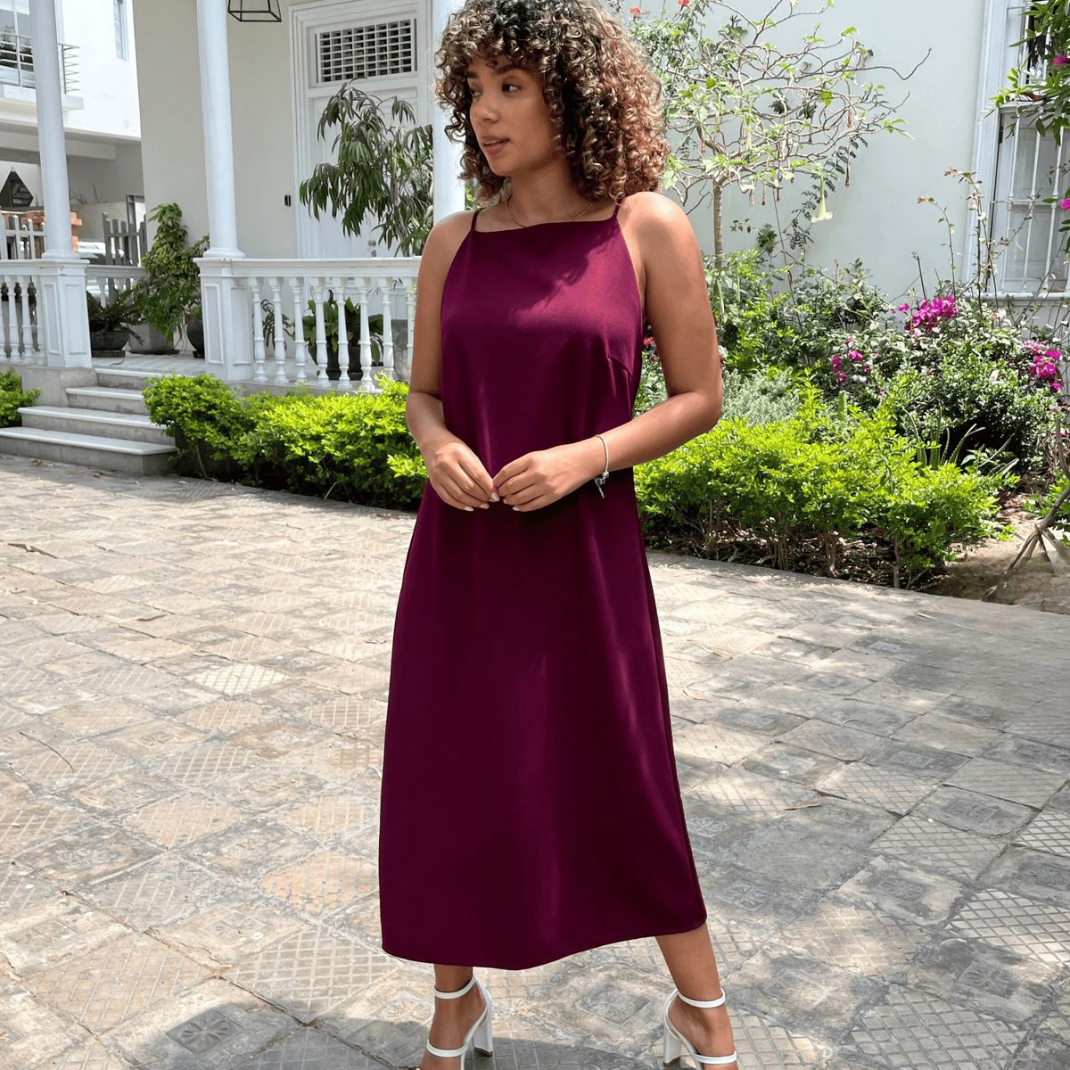 EQUI - Vestido Scuba Largo Rosé